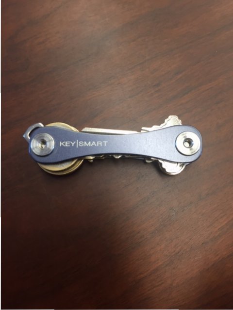 Closed KeySmart.  About the size of a stick of gum
